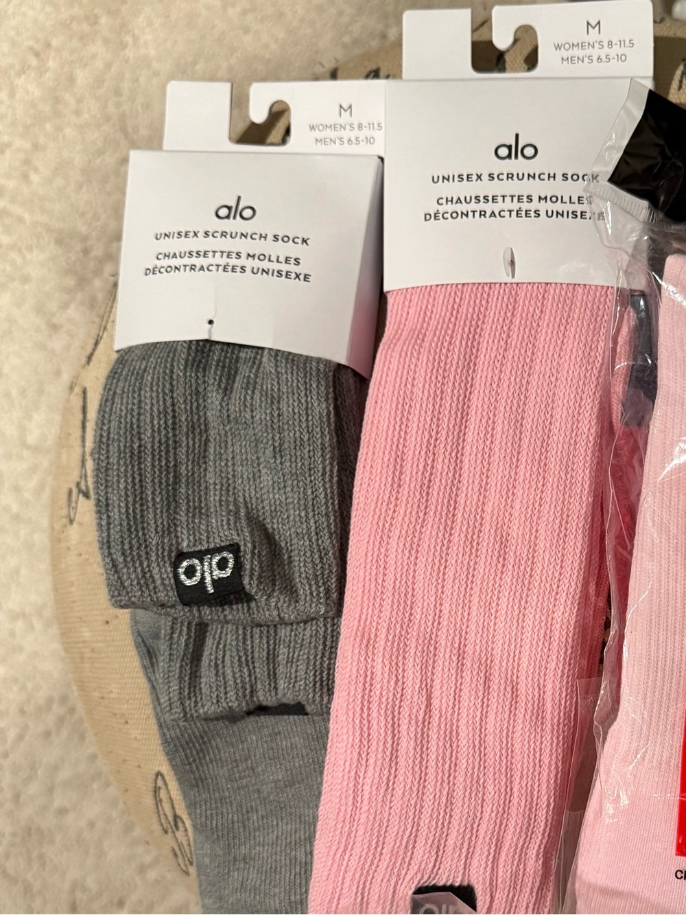 Alo Pink Gray socks